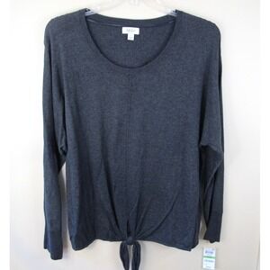 Style & Co Waist Tie Long Sleeve Pullover Sweater Women's Large Black - NEW